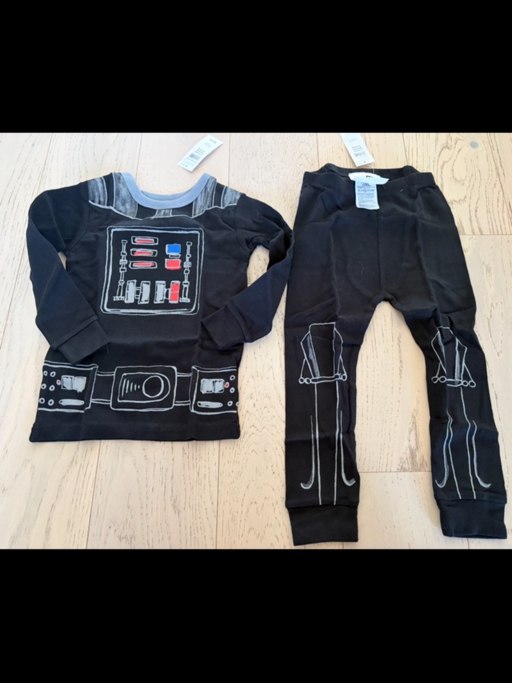GAP Boys Black Star Wars Pajama Set with Red & Blue Accents